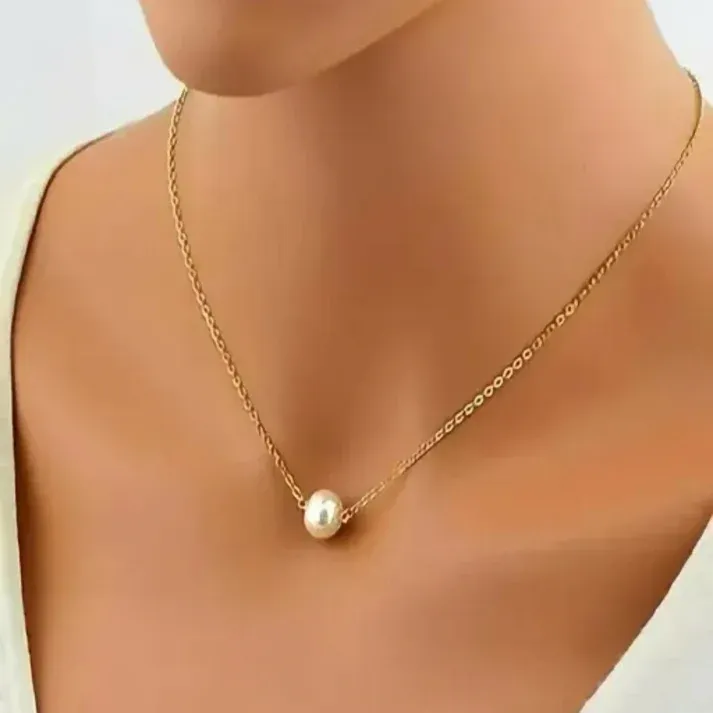 New korean Style Gold Plated Pearl Necklace Chain