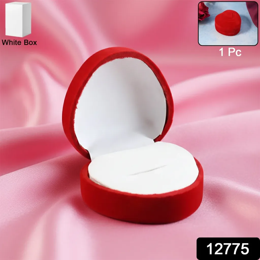 Premium Heart-Shaped Velvet Jewellery Ring Box (1 Pc)