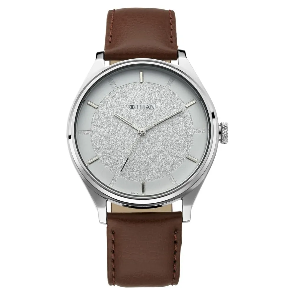 Titan Men's Classic Watch: Gradient Dial & Sleek Markings with Leather Strap-NS1802SL13