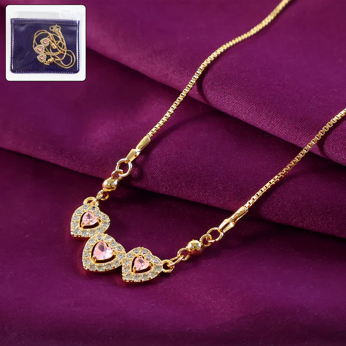 Romantic Triple Heart Gold-Plated Pendant